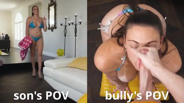 Same woman, same bikini, two different perspectives