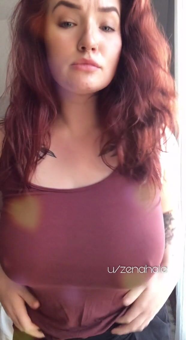 Heavy 36DDD drop by the window from your curvy neighborhood redhead